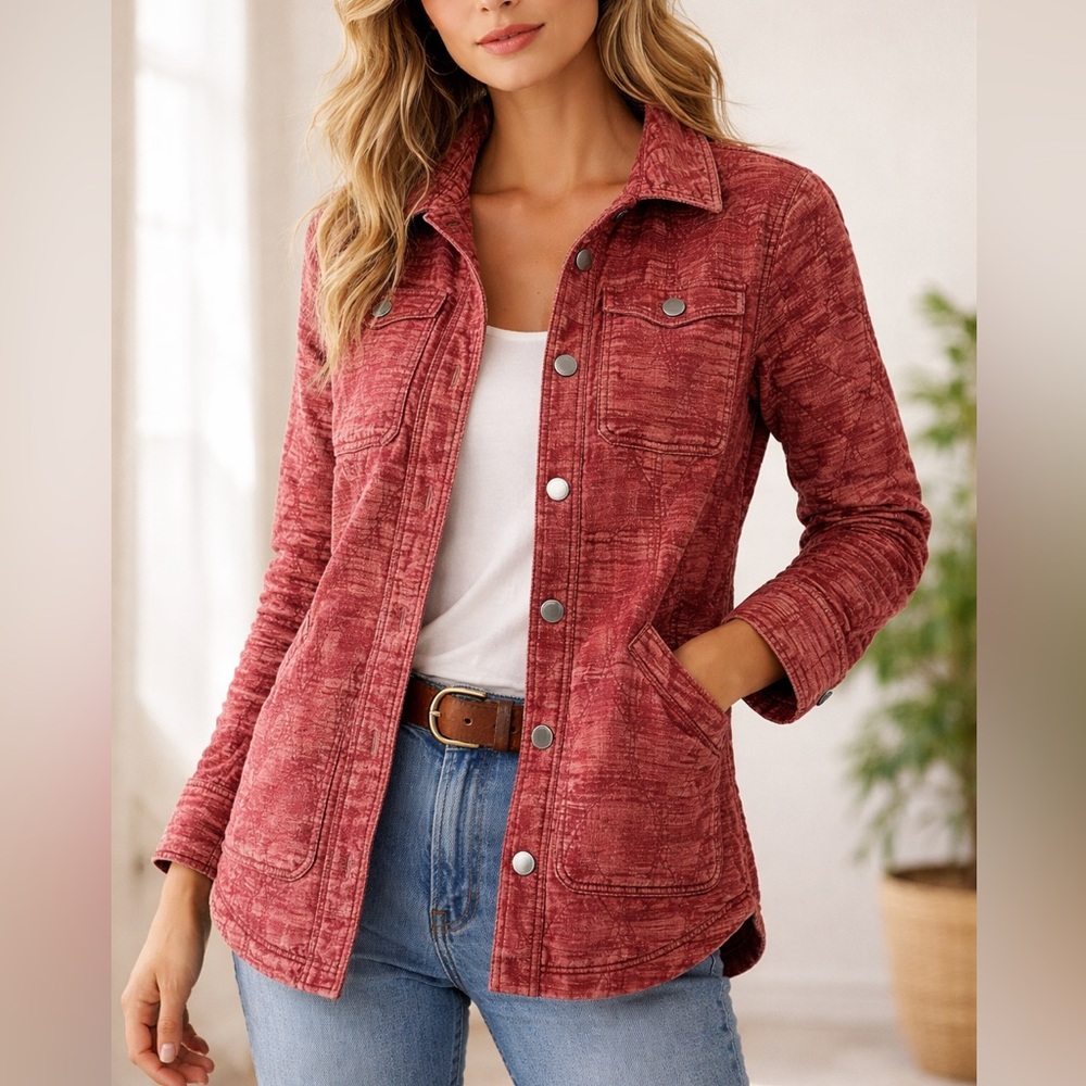 Pilcro Anthropologie Rust Quilted Utility Jacket XS Boho Cottagecore